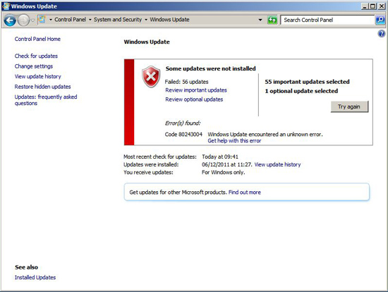 Windows Update Error 80243004