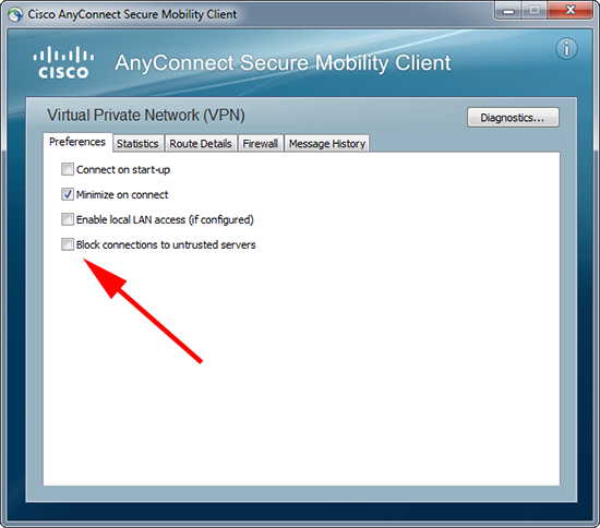 Option - Block connections to untrusted servers