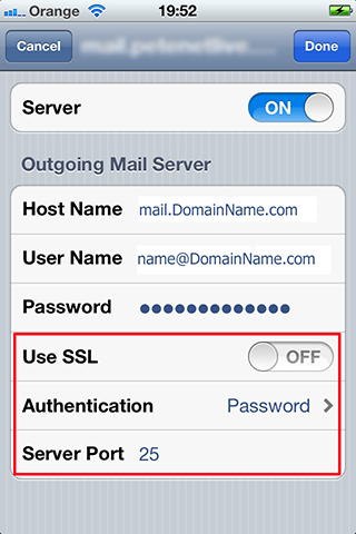 SMTP Password Settings
