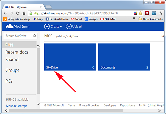 SkyDrive Create Folder