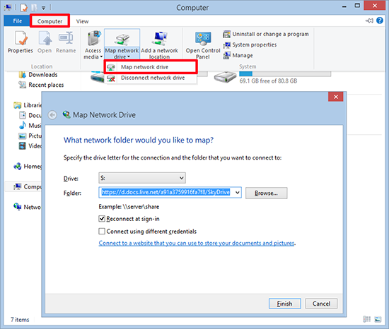 Map Drive to SkyDrive
