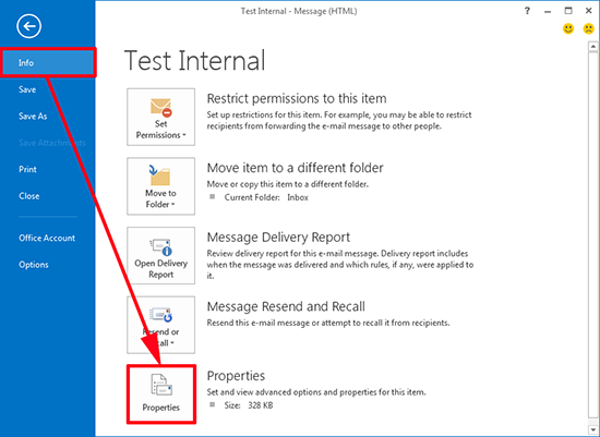 outlook email properties