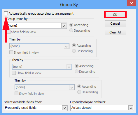Outlook Disable Group By Date