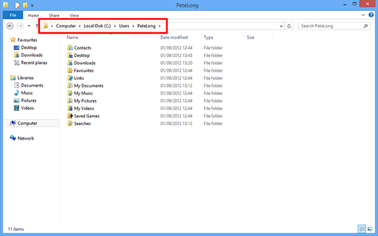 Windows 8 Profile Folders