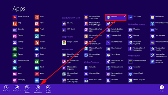 Windows 8 Run Notepad as Administrator
