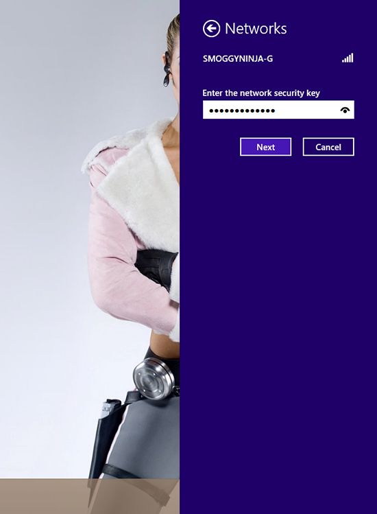 Windows 8 Enter WPA Key
