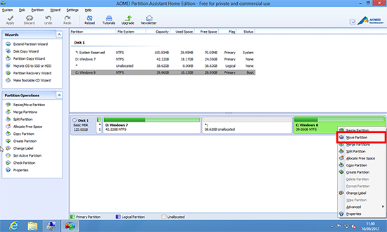 Move Windows Partition