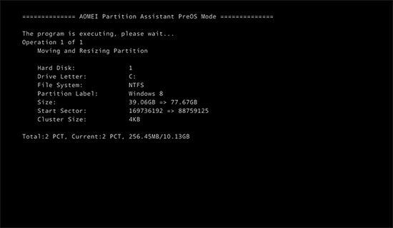 Partitions Resizing