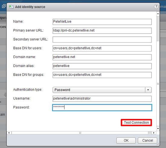 Active Directory VMware Add Identity Source