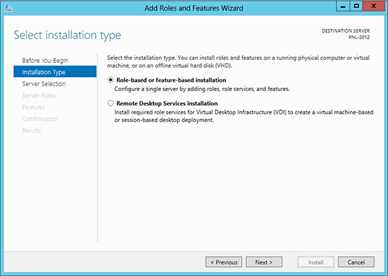 Server 2012 Add Role and Feature
