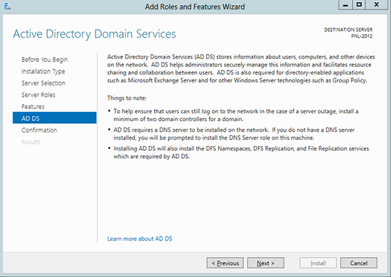 AD DS Services 2012