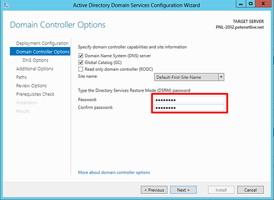 2012 Restore Mode Password