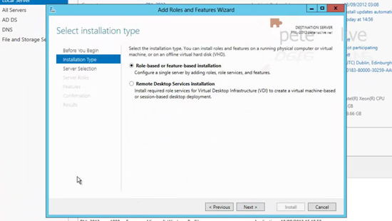 Role or Feature Install 2012