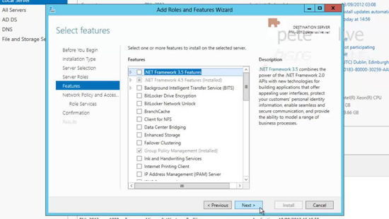 Additional Features Server 2012