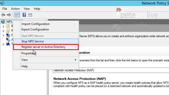 Register NPS in AD Server 2012