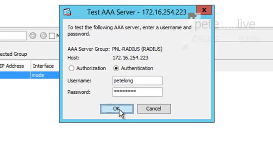 Test ASA RADIUS Authentication