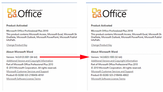 Downgrade Office to x86