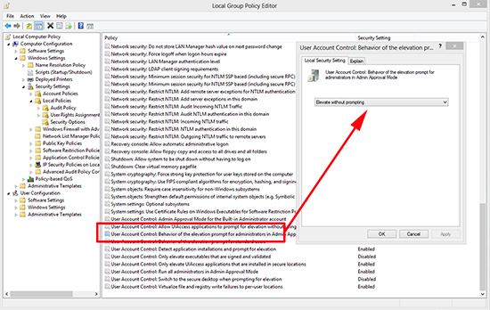 Windows 8 UAC Policy