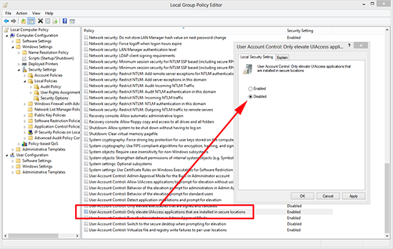 GPO stop UAC Warnings