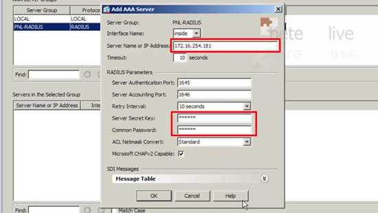 RADIUS Cisco ASA Server