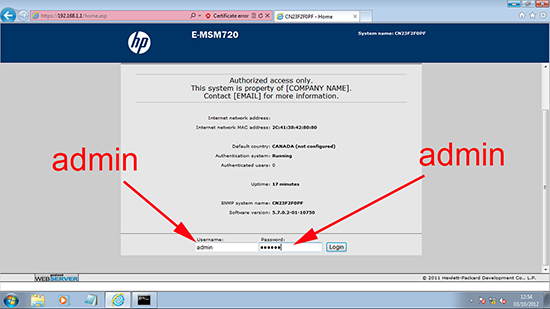 E-MSM720  Default Username and Password