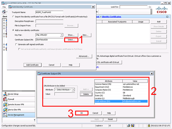 ASA 5500 Certificate Attributes