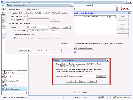 Cisco ASA Create Certificate Request CSR