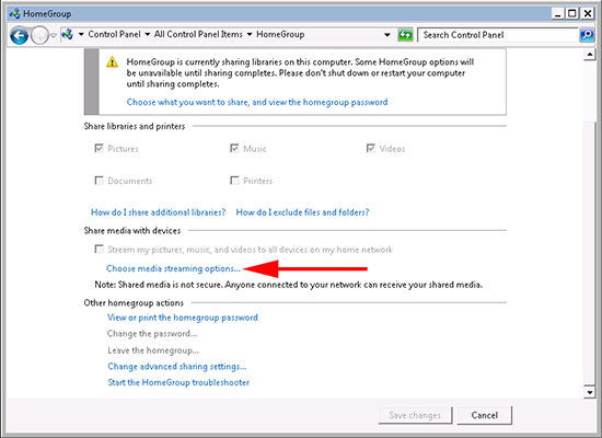Windows 7 Streaming Options