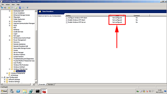 Windows Time GPO Not Configured