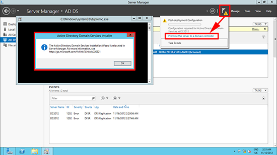 Server 2012 dcpromo location