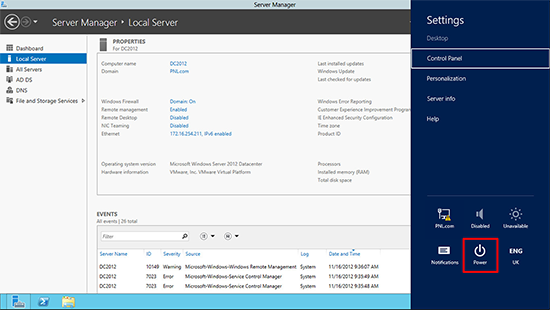 Server 2012 Shut Down
