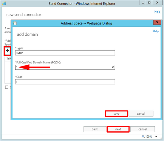 Send Connector Address Space