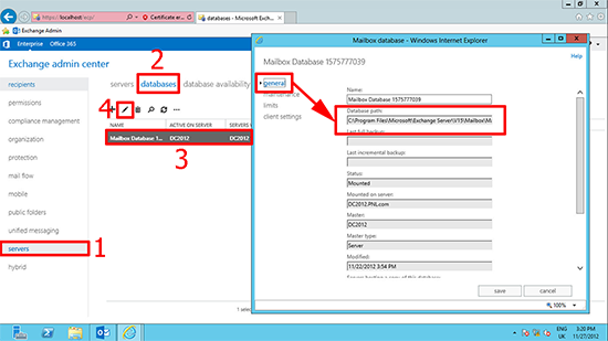 Exchange 2013 Database Location