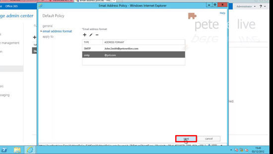 Edit Default email policy 2013
