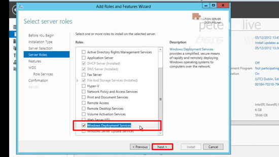 Add Windows Deployment Services