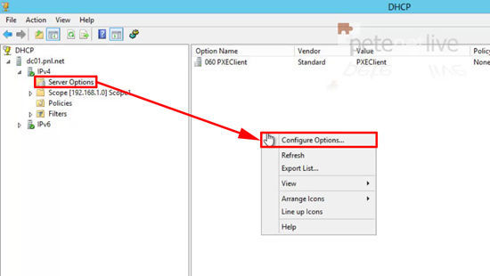 Configure DHCP for WDS