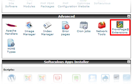 cpanel frontpage extensions