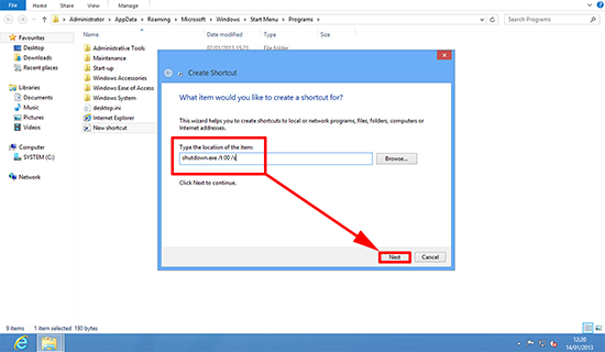 Windows 8 shutdown shortcut