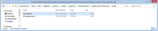 Dreamweaver CS6 Private Dictionary