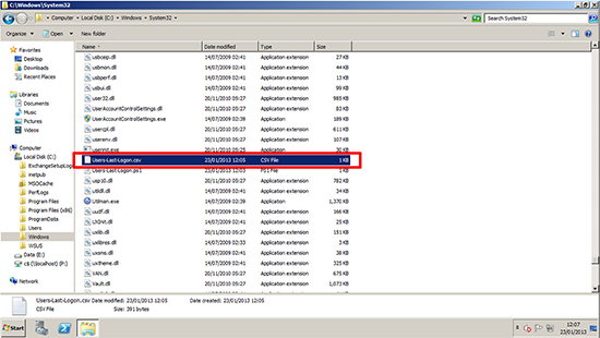 last logon time output to csv