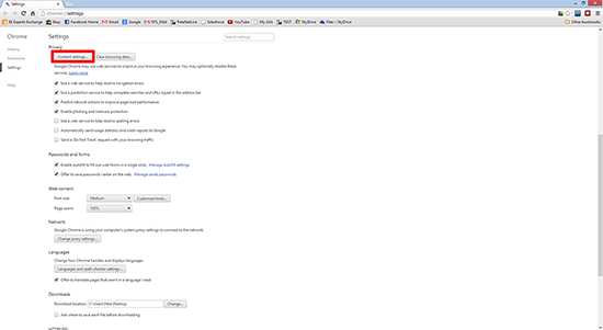 Chrome Content Settings