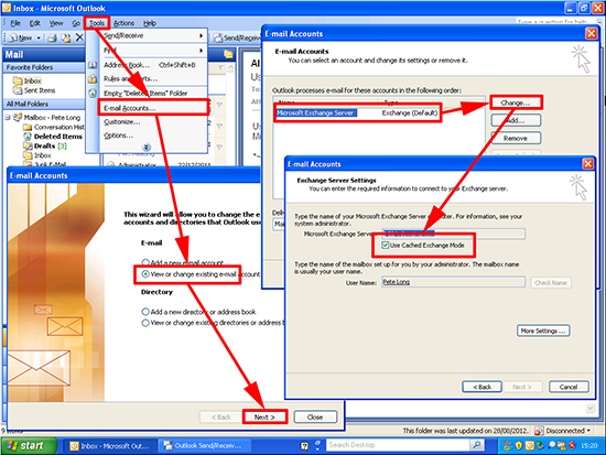 Outlook 2003 Turn Off Cached Mode