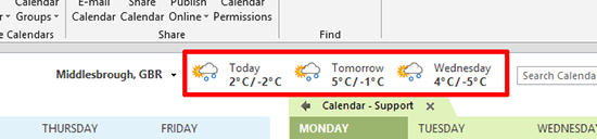 Calendar Temperature format