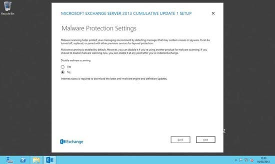 Exchange 2013 MAlware Protection Settings