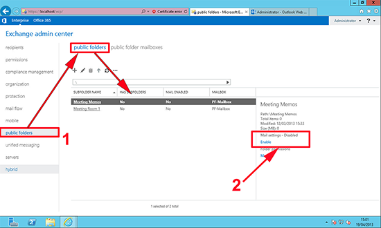 Public Folders Exchange 2013