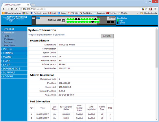 HP Switch Management Console