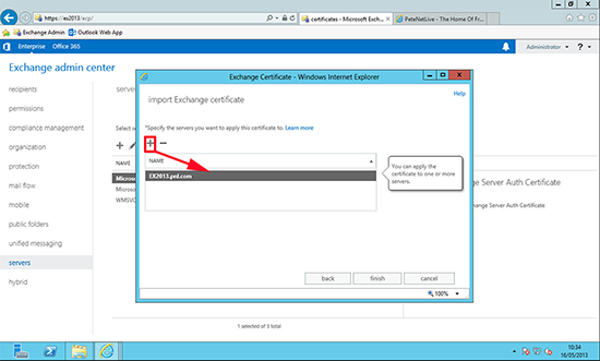 Assign Certificate to Exchange 2013