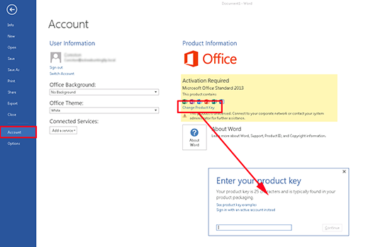Change Office 2013 Key