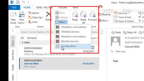 Outlook 2013 Spamfighter Toolbar