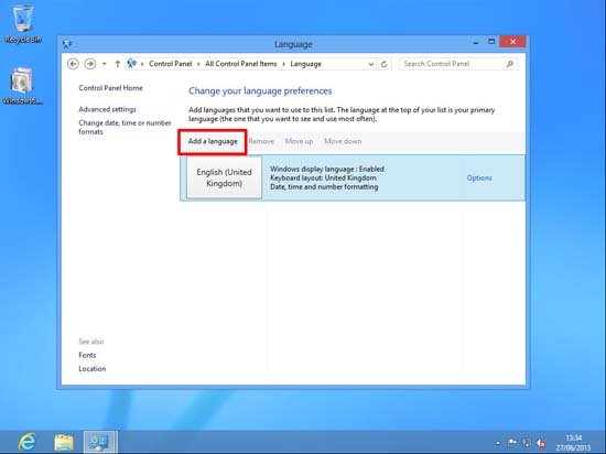 Windows 8 add Language